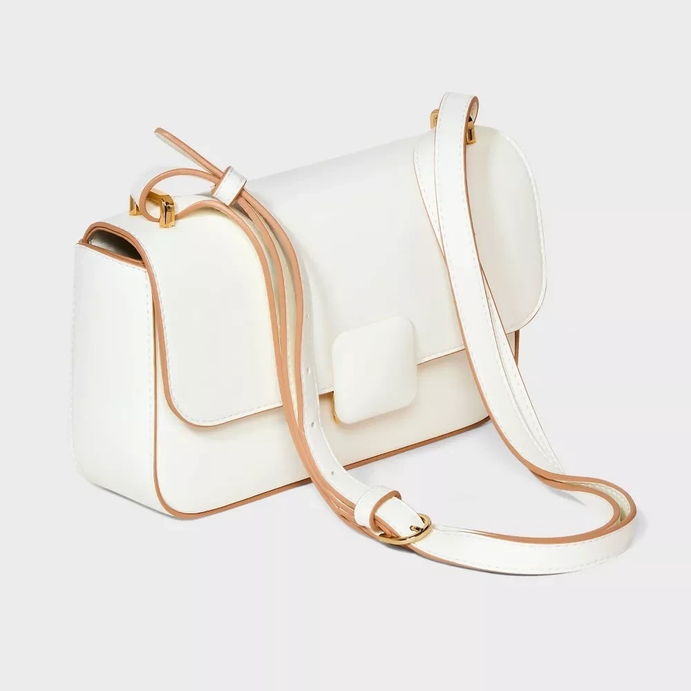 A New Day Elongated Refined Crossbody Bag with Pushlock Closure - Off White
